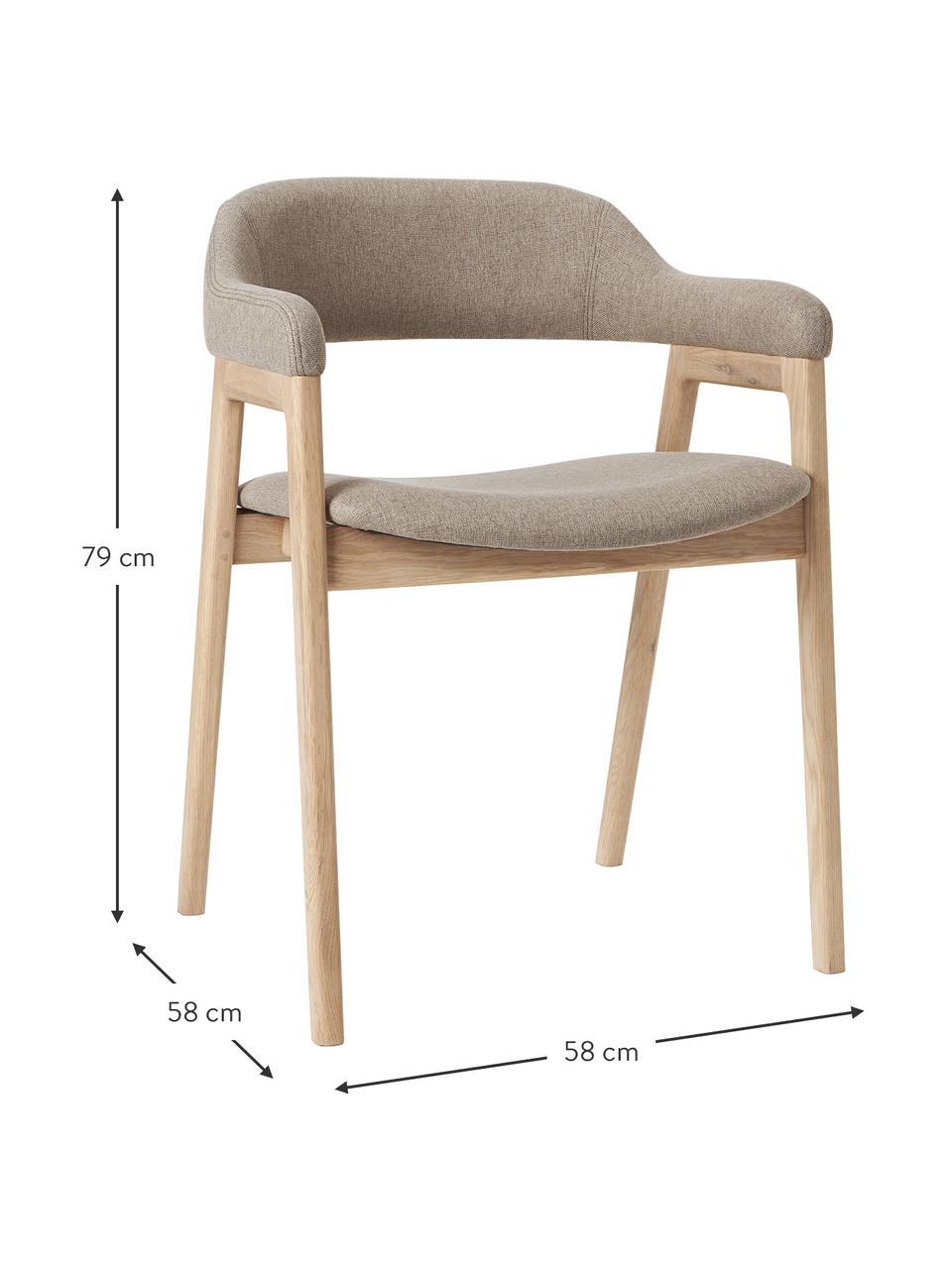 Dřevěná židle s područkami a polstrováním Santiano, Béžová, Š 58 cm, H 58 cm