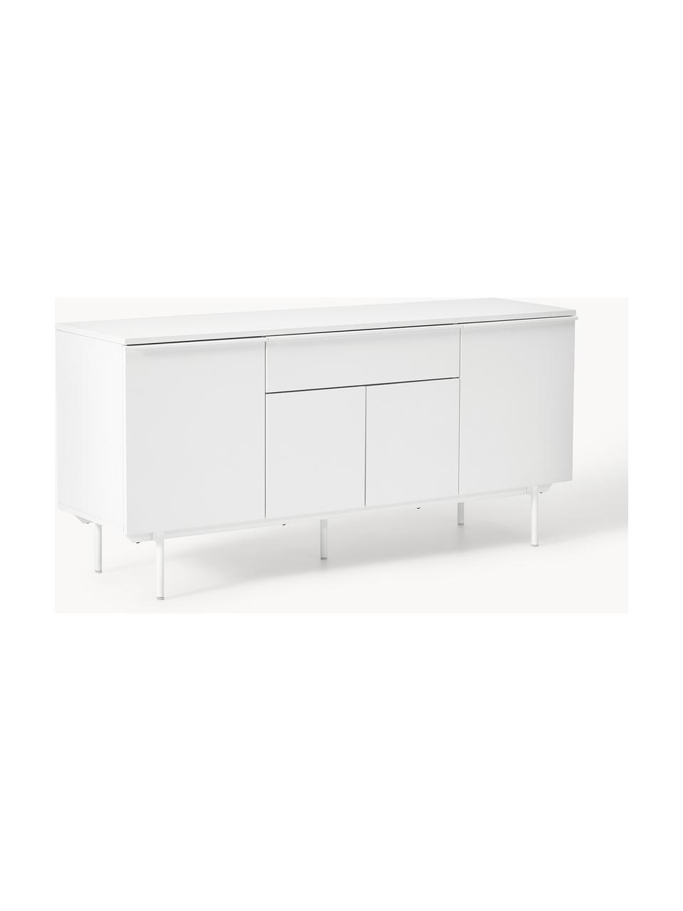 Credenza in legno Elona, Gambe: metallo verniciato a polv, Bianco, Larg. 160 x Alt. 75 cm