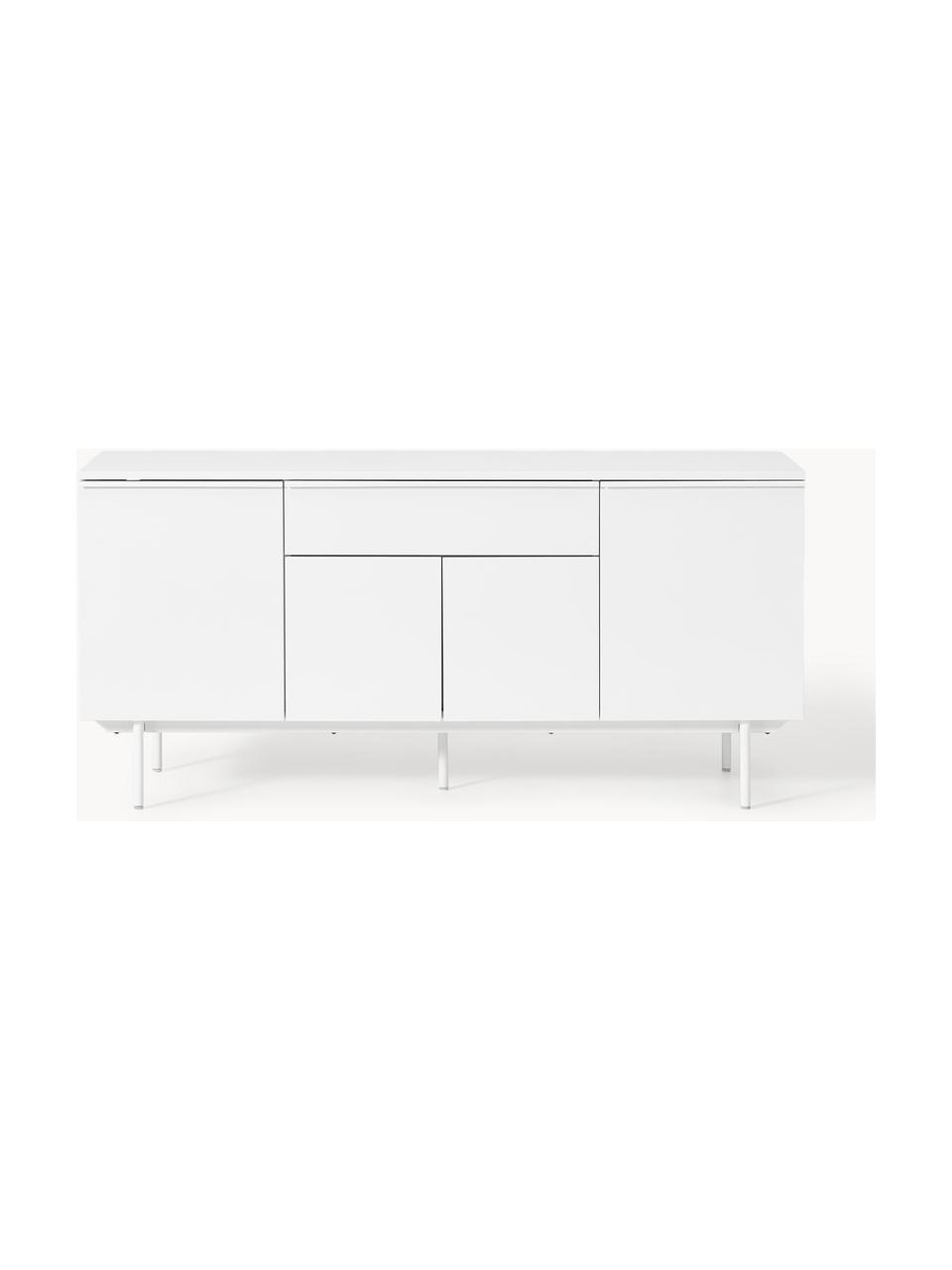 Credenza in legno Elona, Gambe: metallo verniciato a polv, Bianco, Larg. 160 x Alt. 75 cm