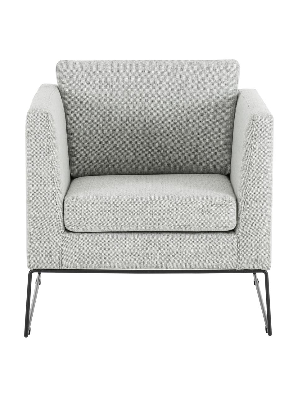 Fauteuil classique pieds en métal Milo, Tissu gris, larg. 63 x prof. 75 cm