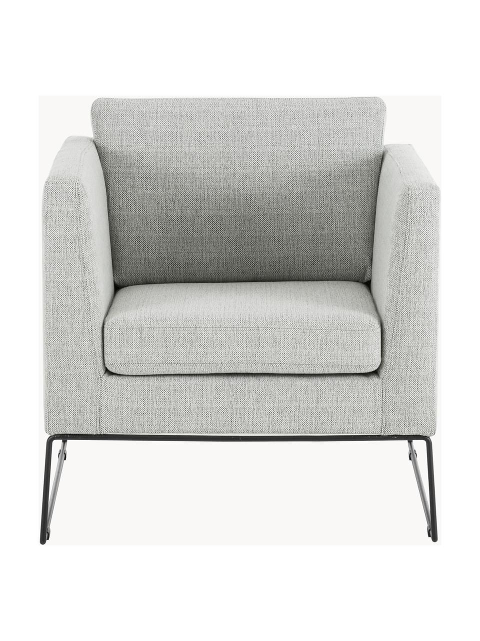 Fauteuil classique avec pieds en métal Milo, Tissu gris, larg. 63 x prof. 75 cm