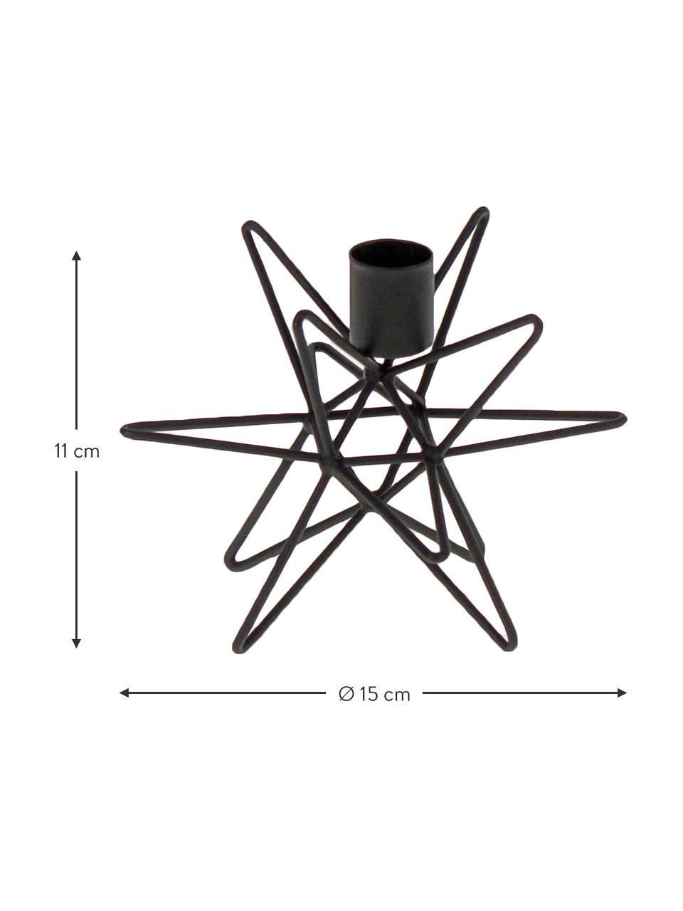 Kerzenhalter Cosma in Schwarz, Metall, lackiert, Schwarz, Ø 19 x H 12 cm