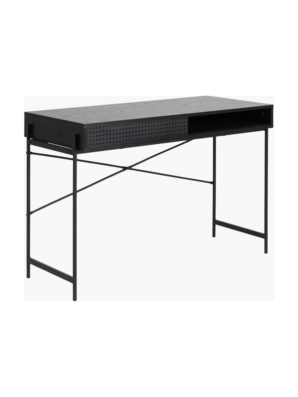 Úzký psací stůl Angus, Černá, Š 110 cm, H 50 cm