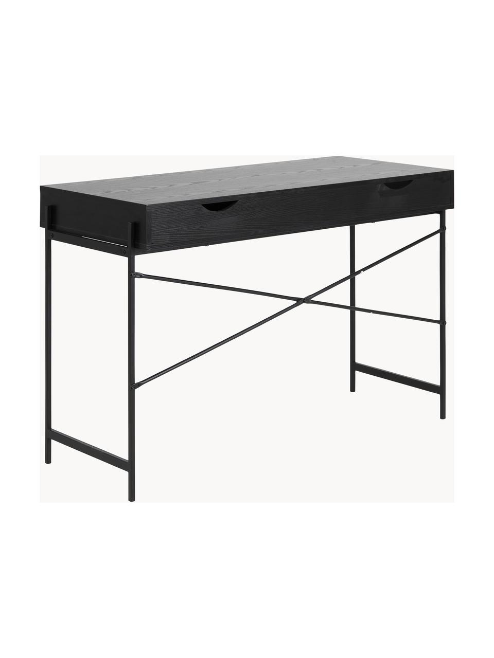 Úzký psací stůl Angus, Černá, Š 110 cm, H 50 cm