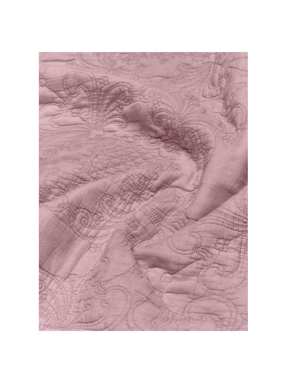 Narzuta z bawełny z haftem Madlon, Tapicerka: 100% bawełna, Lila, 180 x 250 cm (do łóżek do 140 x 200 cm)