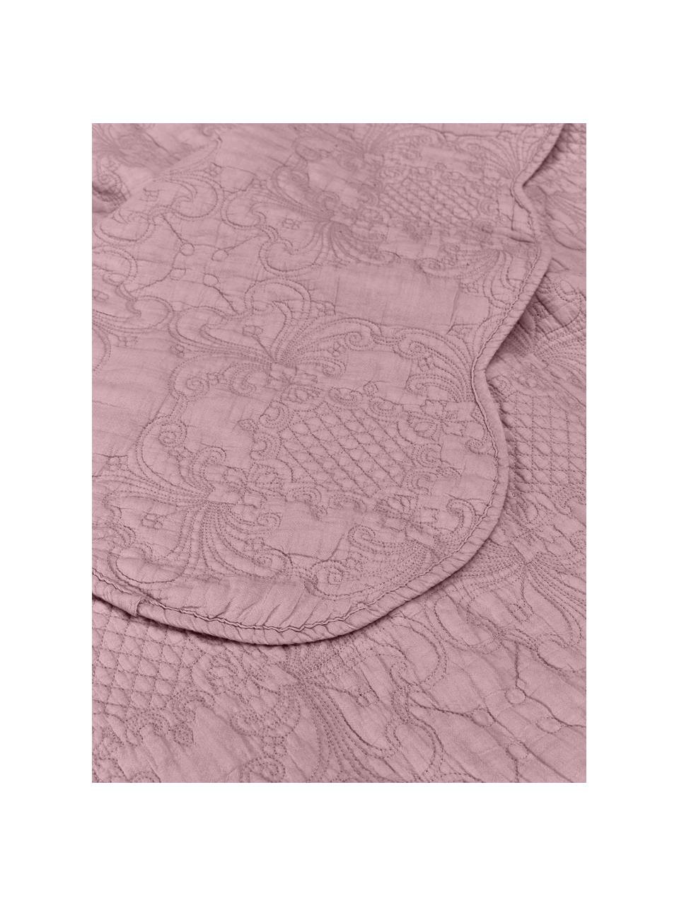 Narzuta z bawełny z haftem Madlon, Tapicerka: 100% bawełna, Lila, 180 x 250 cm (do łóżek do 140 x 200 cm)