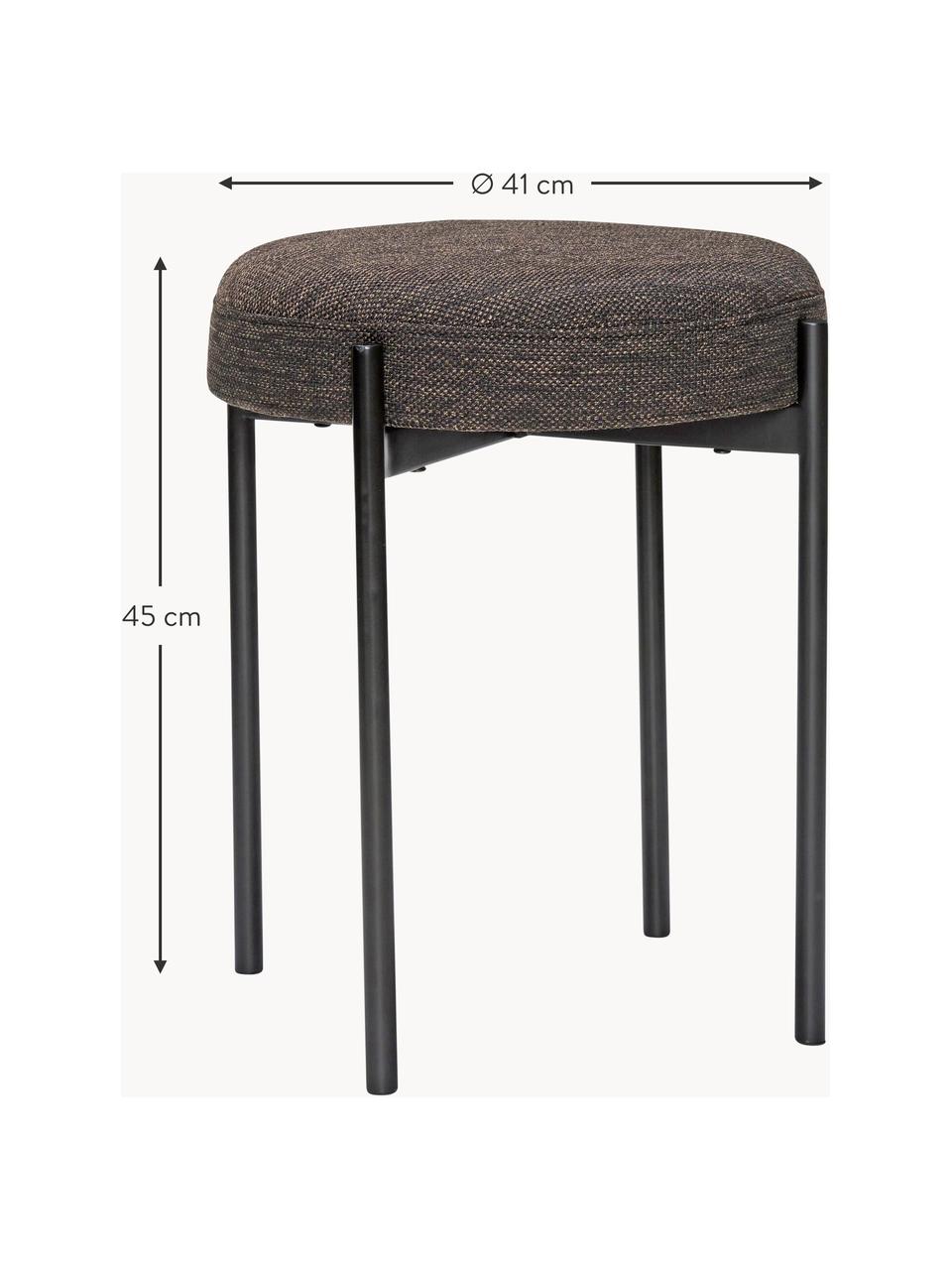 Polstrovaná stolička Silo, Tmavě hnědá, černá, Ø 41 cm, V 45 cm