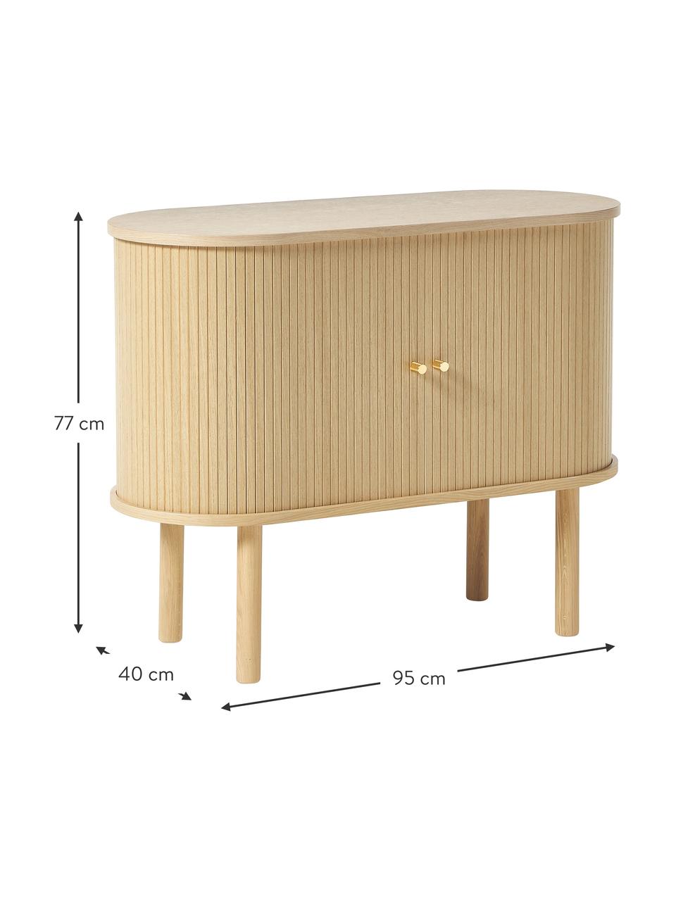 Aparador pequeño Calary, Estructura: fibras de densidad media , Patas: madera de roble maciza co, Madera de roble, An 95 x Al 77 cm