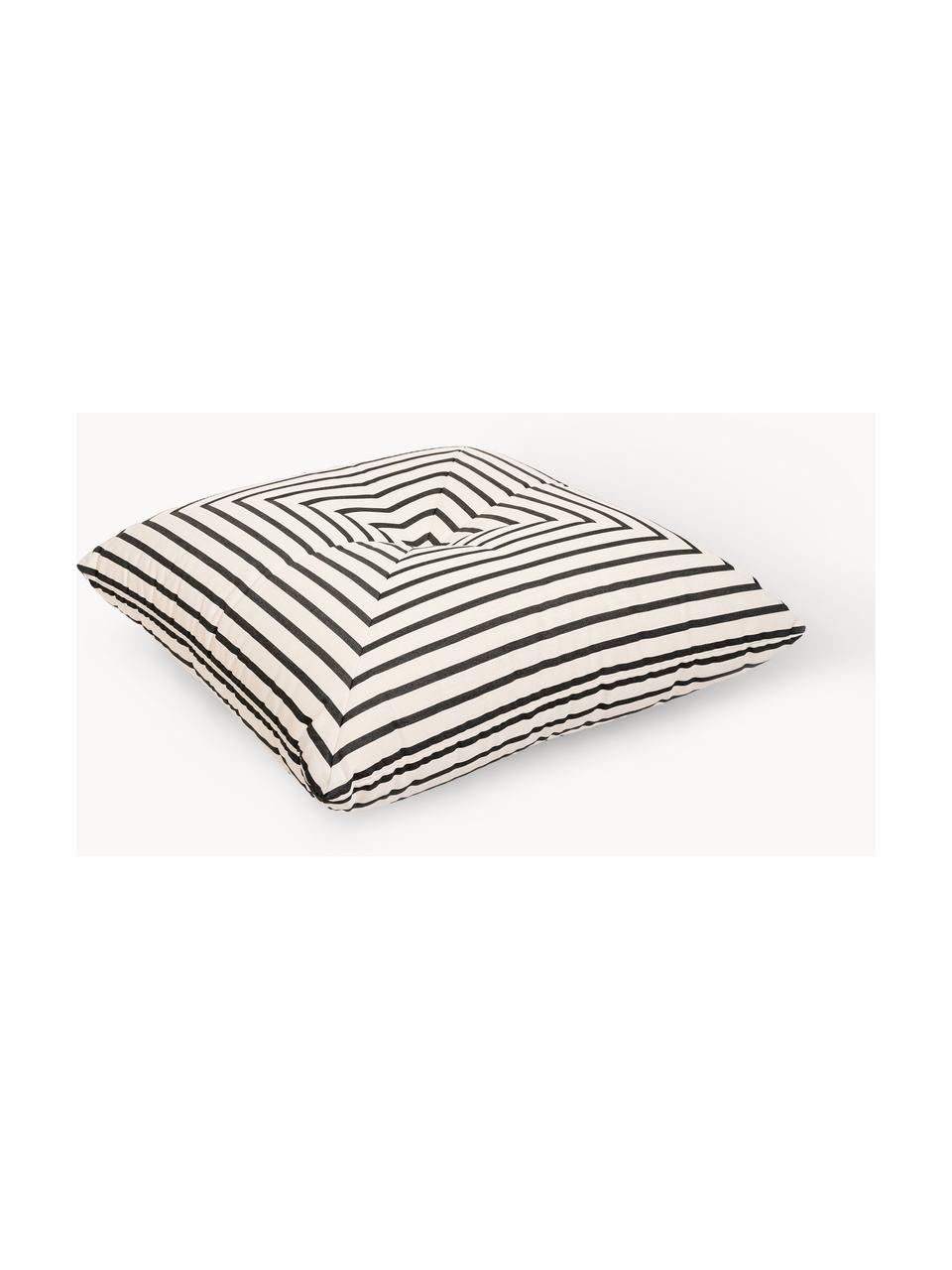 Coussin de sol de jardin rayé Cozy, Noir, larg. 85 x long. 85 x haut. 24 cm