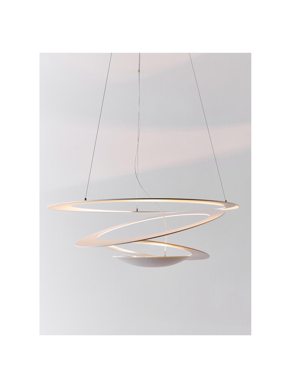 Grande suspension Pirce, larg. 69 cm, Aluminium, laqué, Blanc, larg. 69 x haut. 23 cm