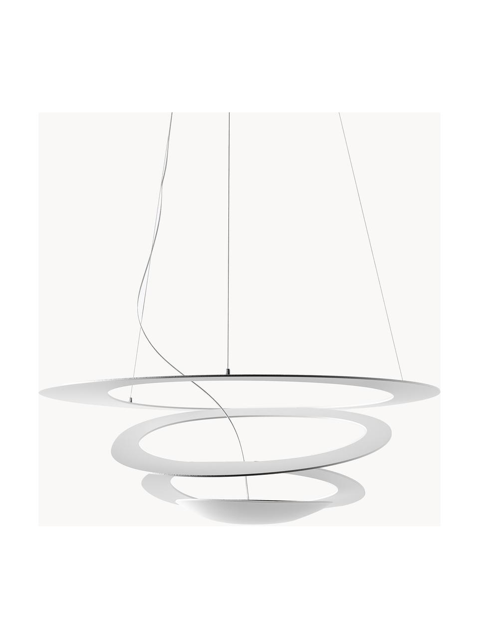 Grande suspension Pirce, larg. 69 cm, Aluminium, laqué, Blanc, larg. 69 x haut. 23 cm