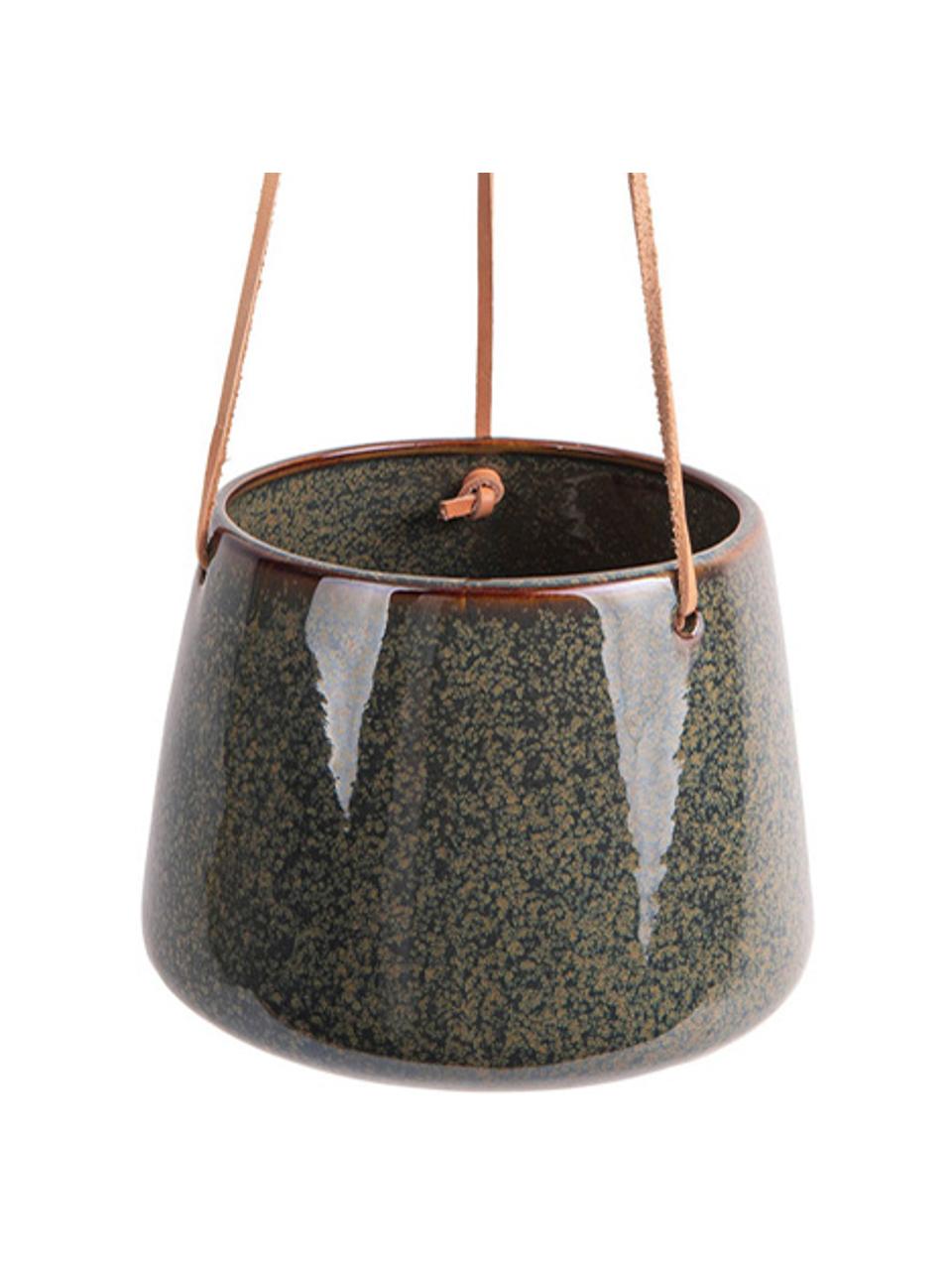 Cache-pot céramique suspendu Unique, Céramique, Tons verts, Ø 17 x haut. 13 cm