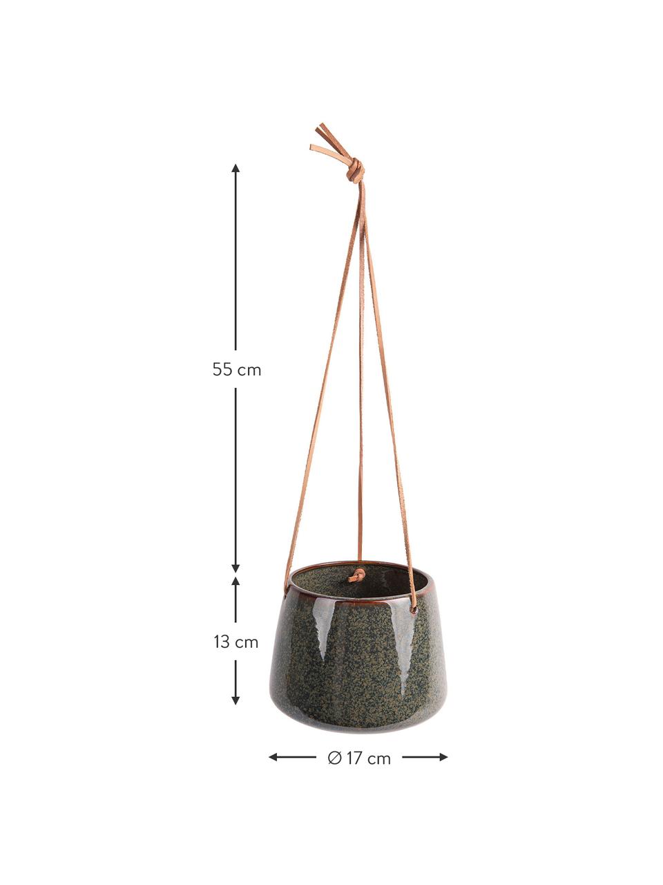 Hangende plantenpot Unique van keramiek, Keramiek, Groentinten, Ø 17 x H 13 cm