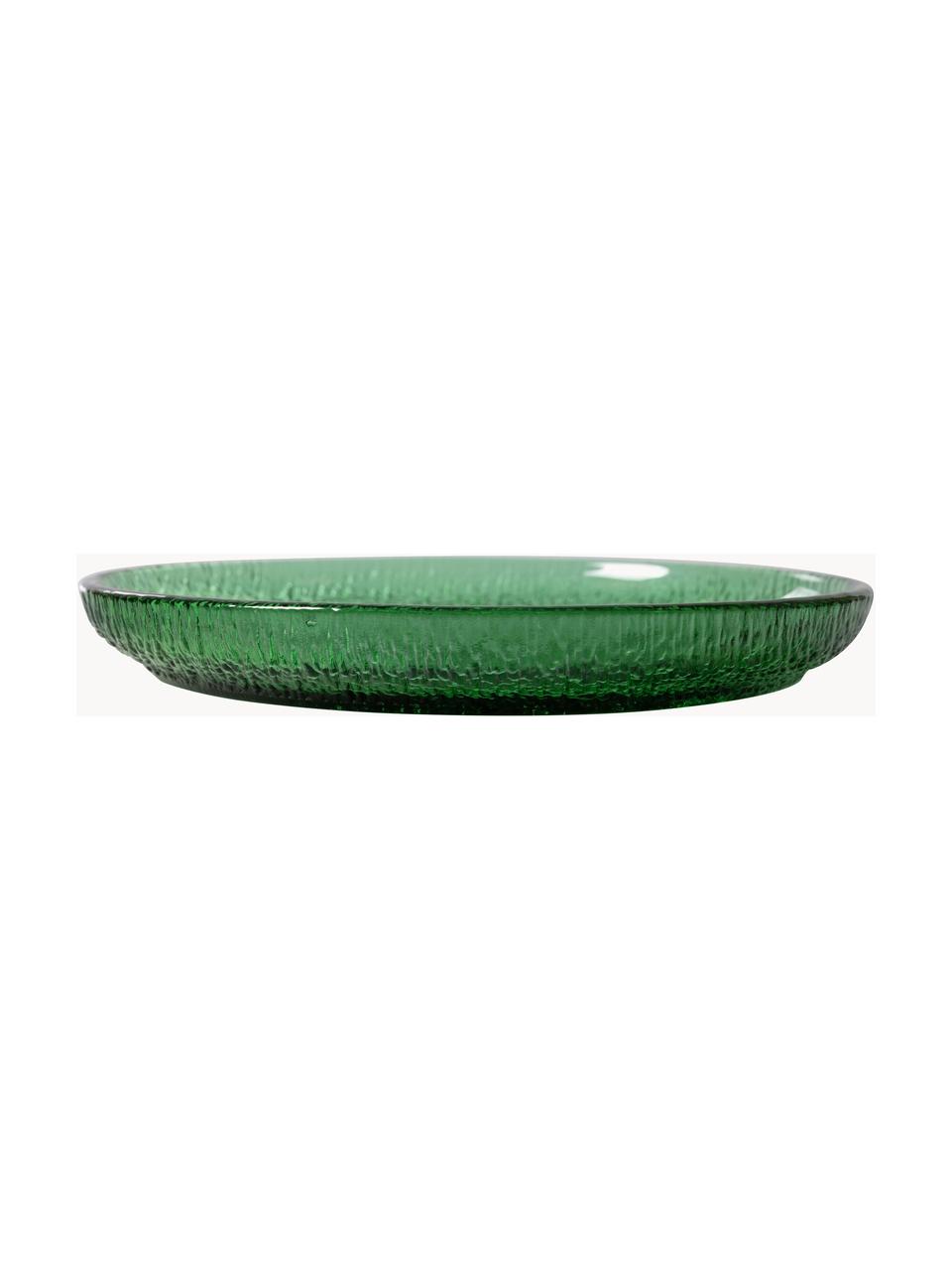 Skleněné snídaňové talíře The Emeralds, 2 ks, Sklo, Zelená, transparentní, Ø 21