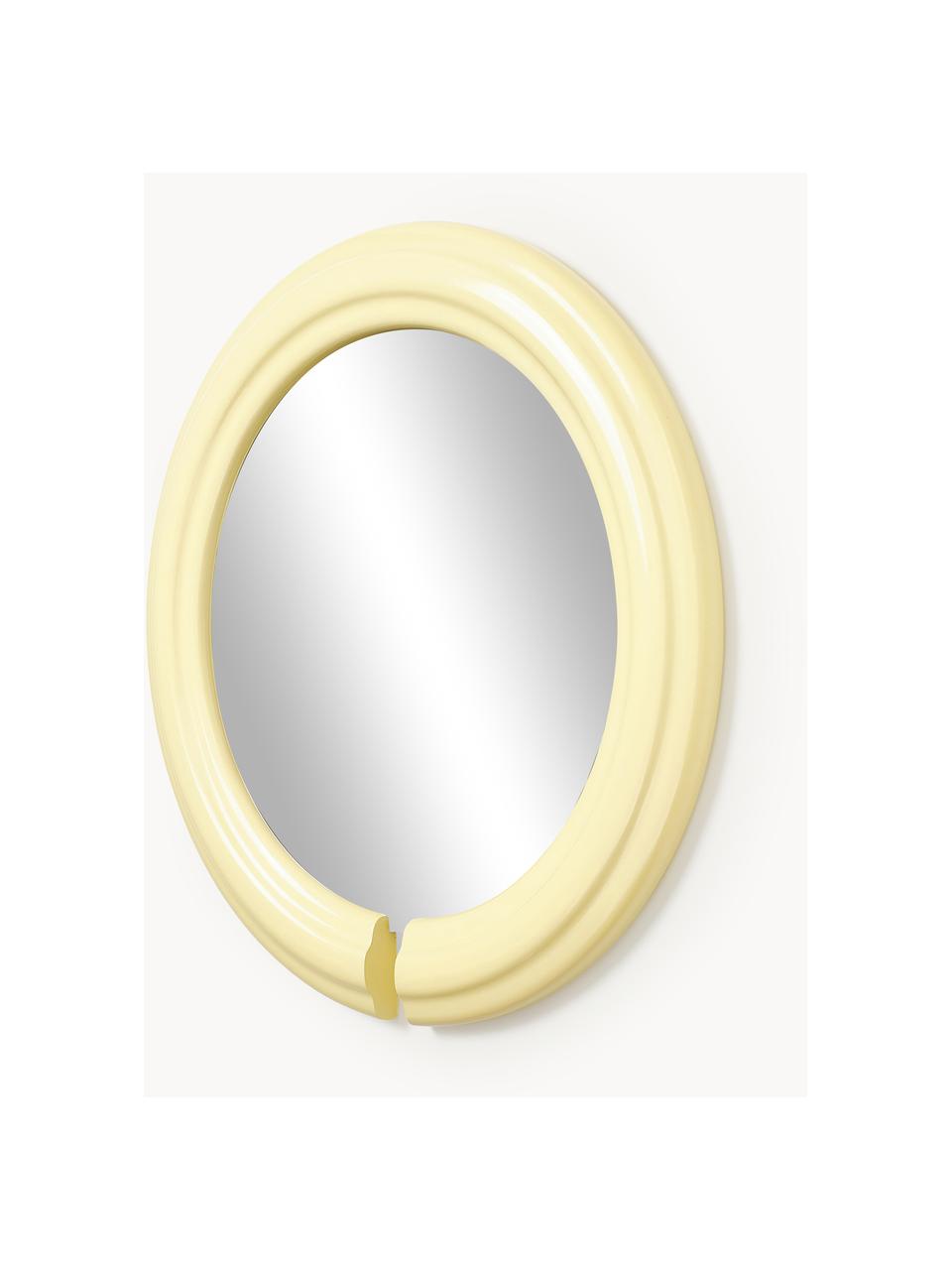 Miroir mural rond Mael, Jaune pâle, Ø 75 cm