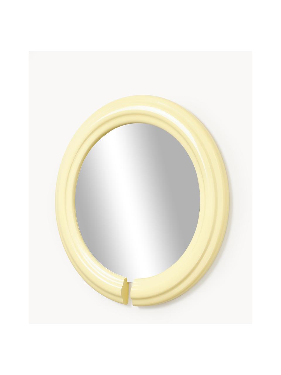 Espejo de pared redondo Mael, Espejo: espejo de cristal, Amarillo claro, Ø 75 cm