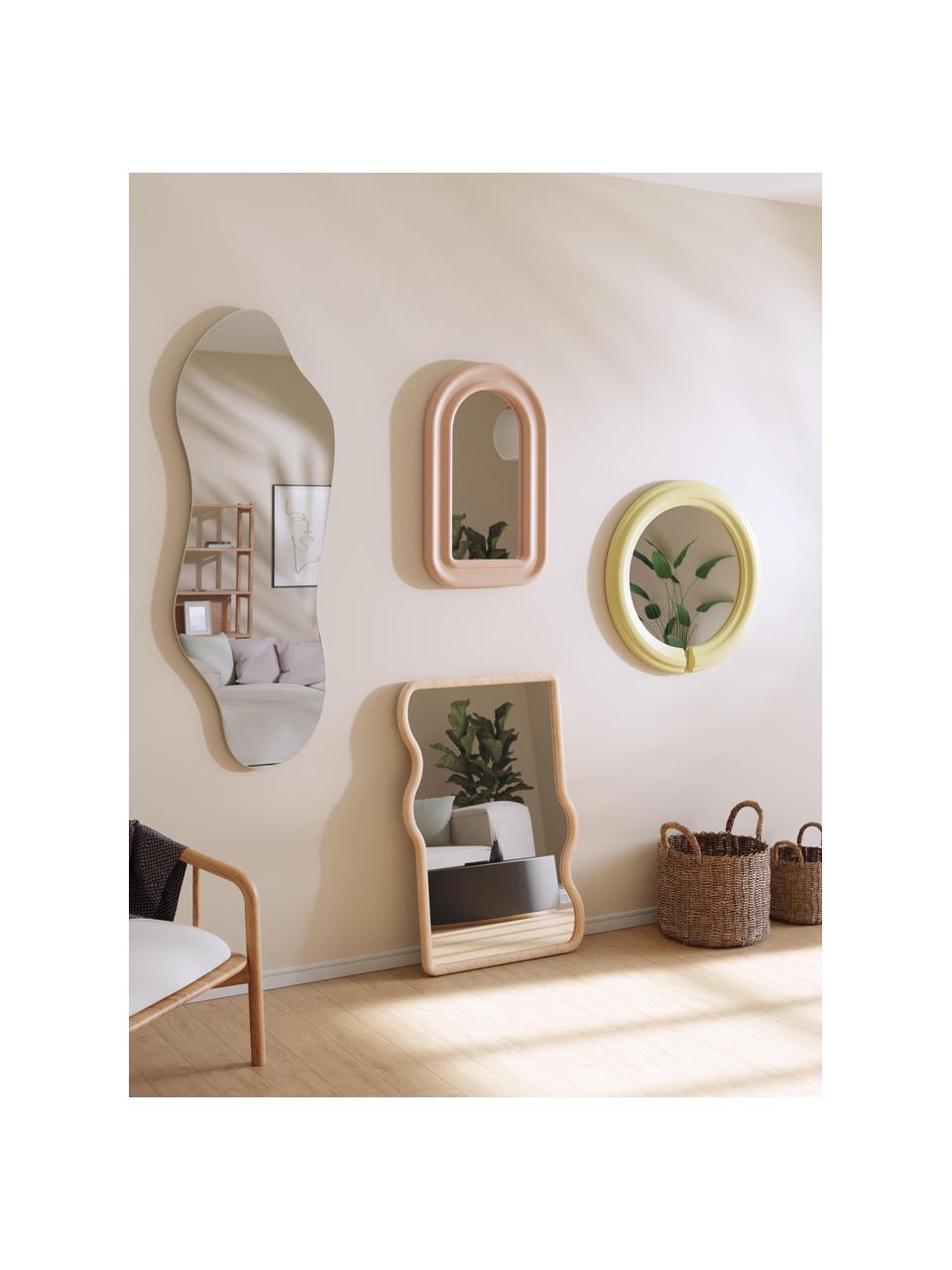 Miroir mural rond Mael, Jaune pâle, Ø 75 cm