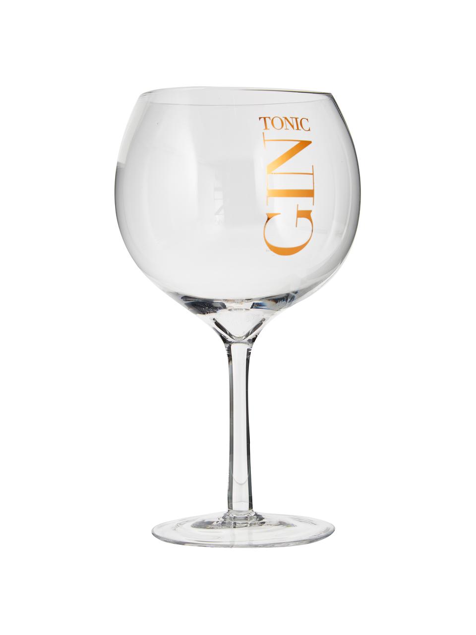 Gin Tonic Gläser mit Aufschrift, 6 Stück, Glas, Transparent, Kupferfarben, Ø 12 x H 22 cm