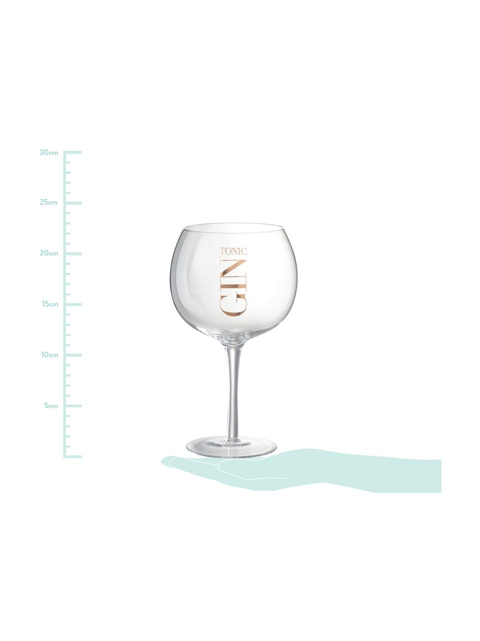 Cocktail glazen Gin, 6 stuks, Glas, Transparant, koperkleurig, Ø 12 x H 22 cm