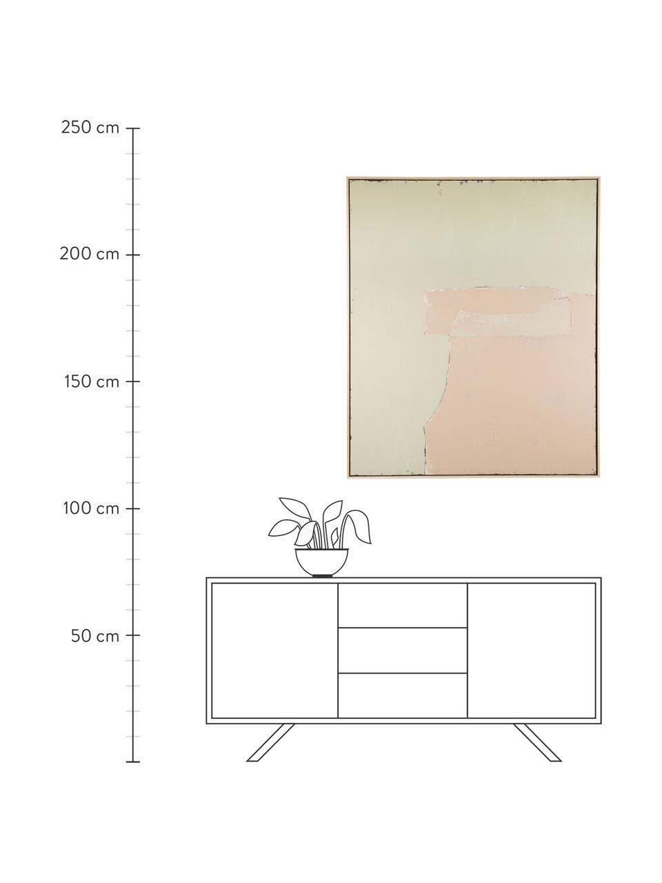 Gerahmtes Leinwandbild Olivia, Bild: Leinwand, Farbe, Rahmen: Eschenholz, Cremefarben, Rosa, B 100 x H 120 cm