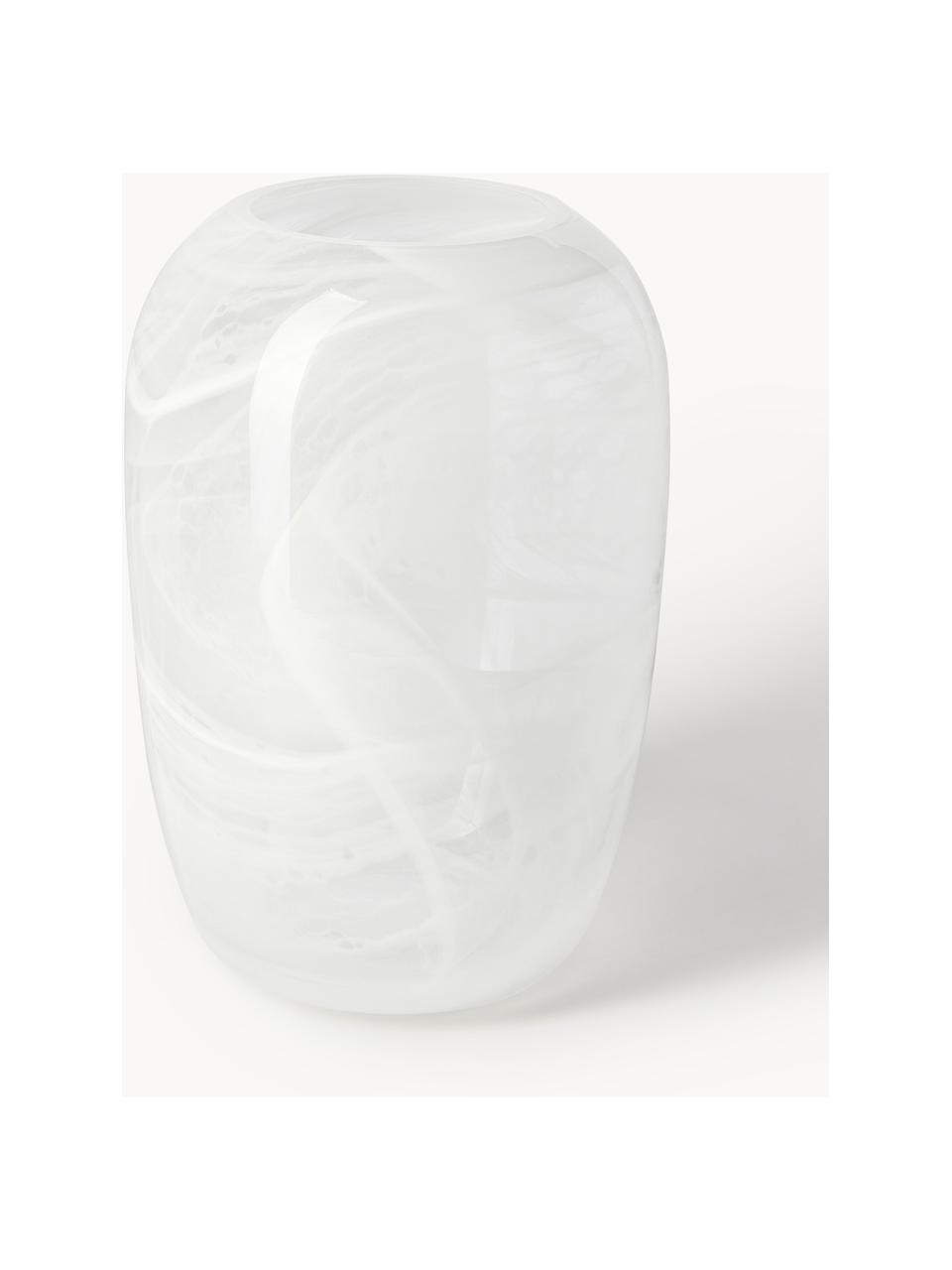 Handgemaakte glazen vaas Helvi, H 30 cm, Glas, Wit, semi-transparant, Ø 20 x H 30 cm