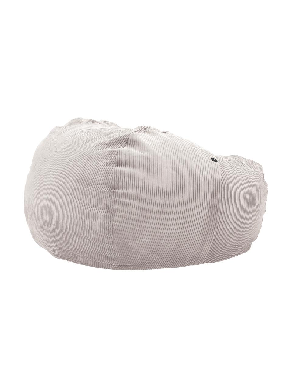 Pouf sacco XL in velluto a coste Velours, Rivestimento: 88% nylon, 12% poliestere, Tessuto grigio, Ø 140 x Alt. 90 cm