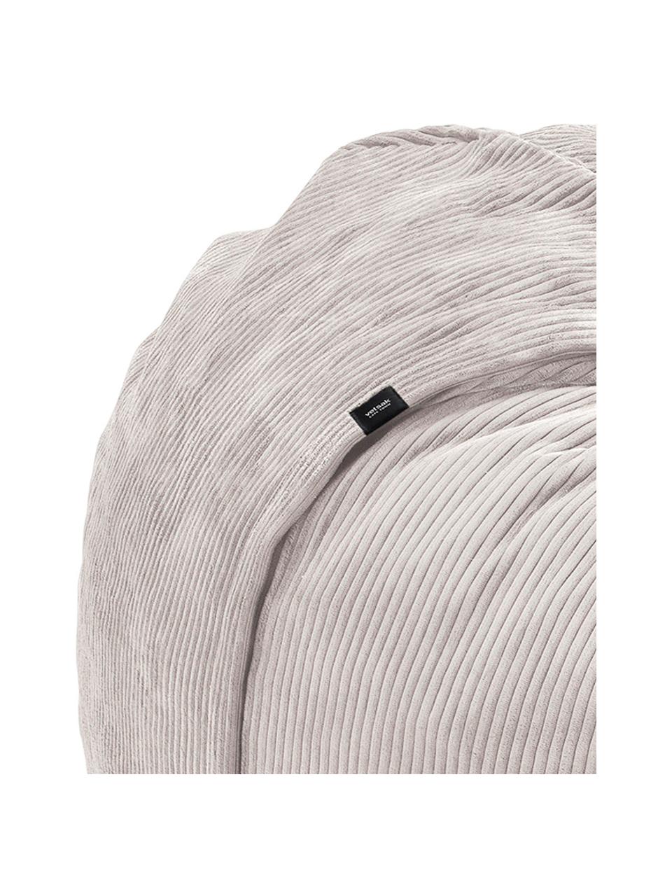 Pouf sacco XL in velluto a coste Velours, Rivestimento: 88% nylon, 12% poliestere, Tessuto grigio, Ø 140 x Alt. 90 cm