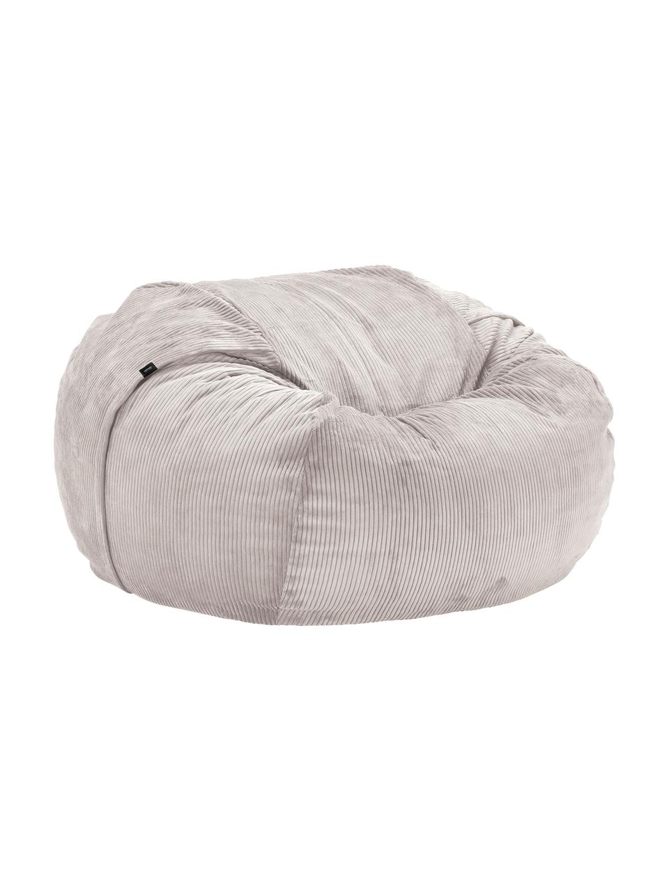 Fauteuil XL poire côtelé Velours, Tissu gris, Ø 140 x haut. 90 cm