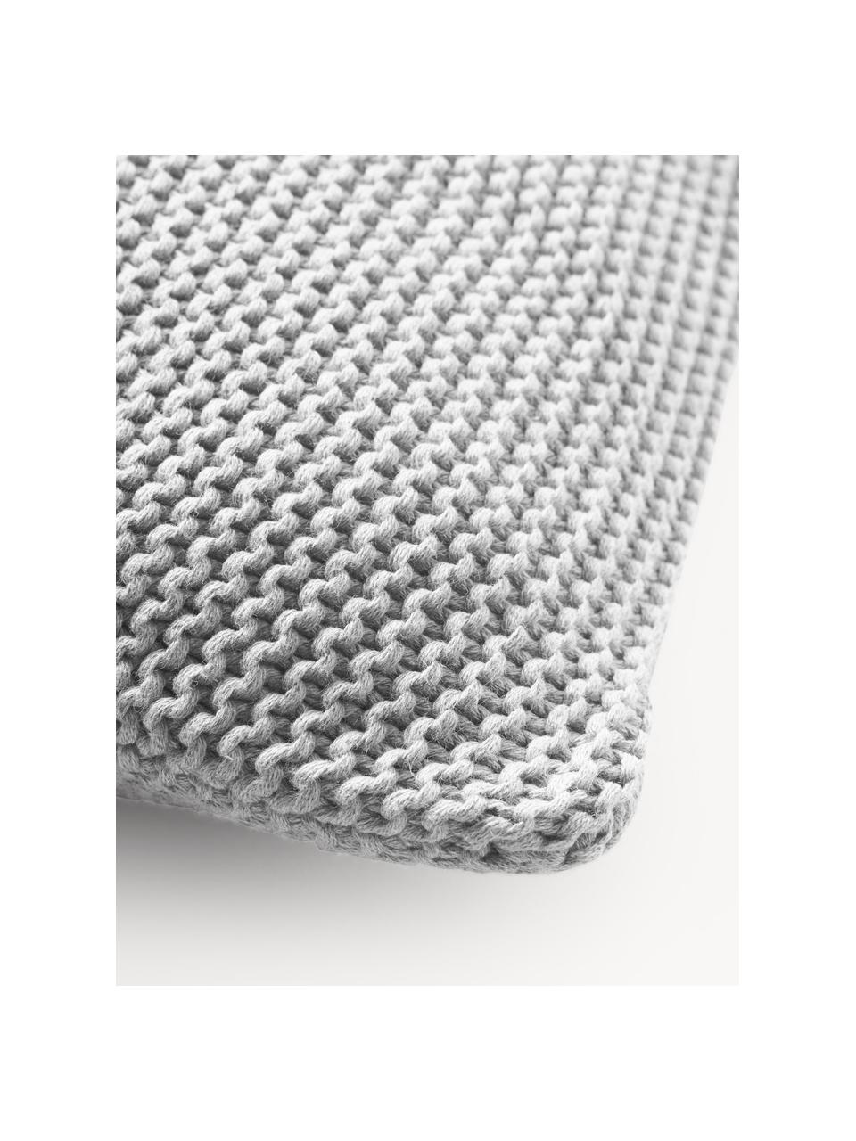Copricuscino a maglia in cotone organico Adalyn, 100% cotone organico certificato GOTS, Grigio, Larg. 40 x Lung. 40 cm