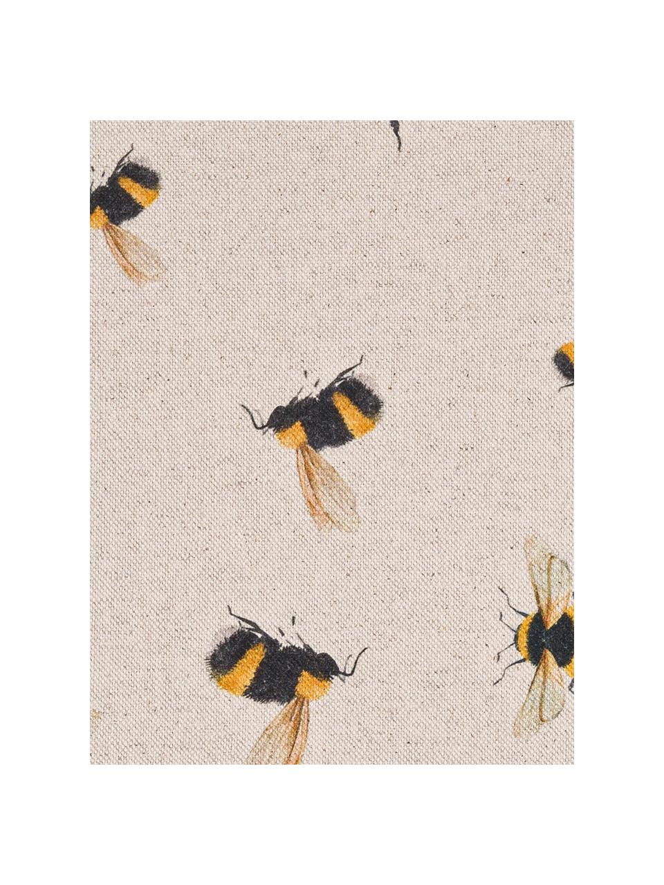 Chemin de table imprimé abeilles Biene, 85 % coton, 15 % lin, Beige, jaune, noir, larg. 40 x long. 145 cm