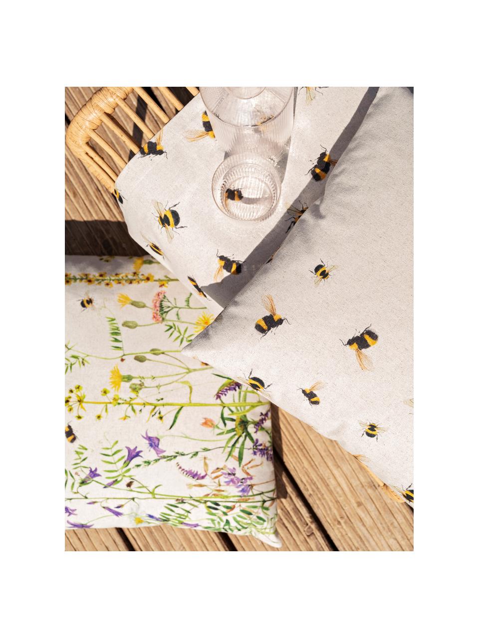 Chemin de table imprimé abeilles Biene, 85 % coton, 15 % lin, Beige, jaune, noir, larg. 40 x long. 145 cm
