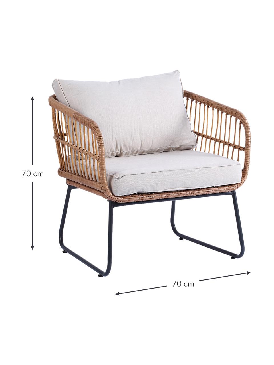 Poltroncina da giardino Le Bonom Vistadal, Rivestimento: 100% poliestere, Gambe: acciaio verniciato a polv, Marrone chiaro, bianco latteo, Larg. 70 x Prof. 70 cm