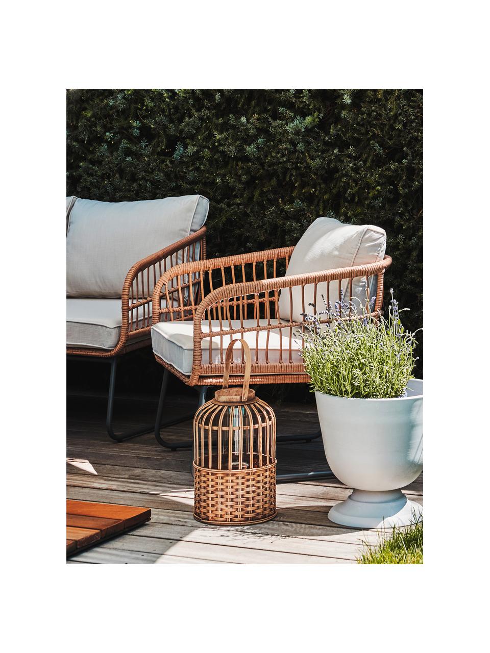 Poltroncina da giardino Le Bonom Vistadal, Rivestimento: 100% poliestere, Gambe: acciaio verniciato a polv, Marrone chiaro, bianco latteo, Larg. 70 x Prof. 70 cm