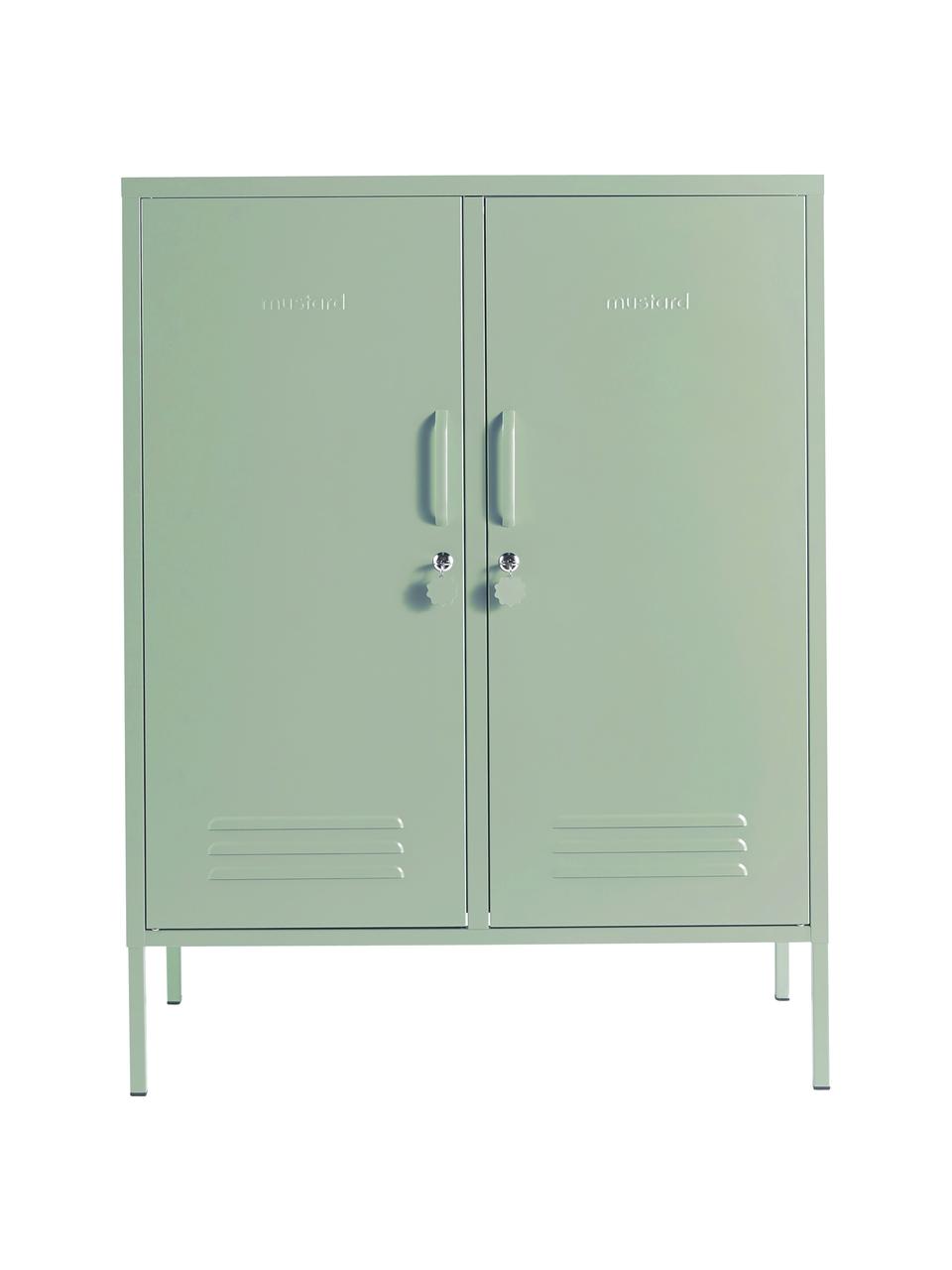 Rangement en métal Midi, Métal, enduit, Vert sauge, larg. 85 x haut. 111 cm
