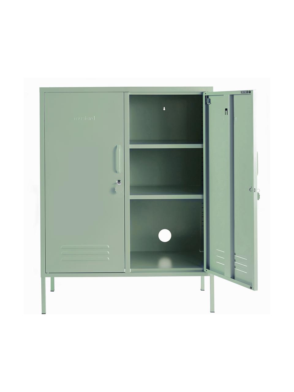 Rangement en métal Midi, Métal, enduit, Vert sauge, larg. 85 x haut. 111 cm