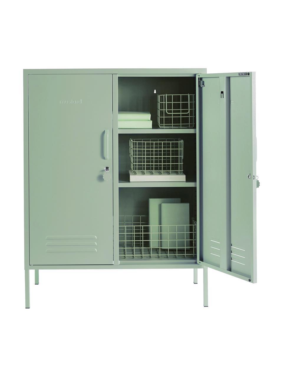 Chiffonnier de metal The Midi, Acero con pintura en polvo, Verde salvia, An 85 x Al 111 cm