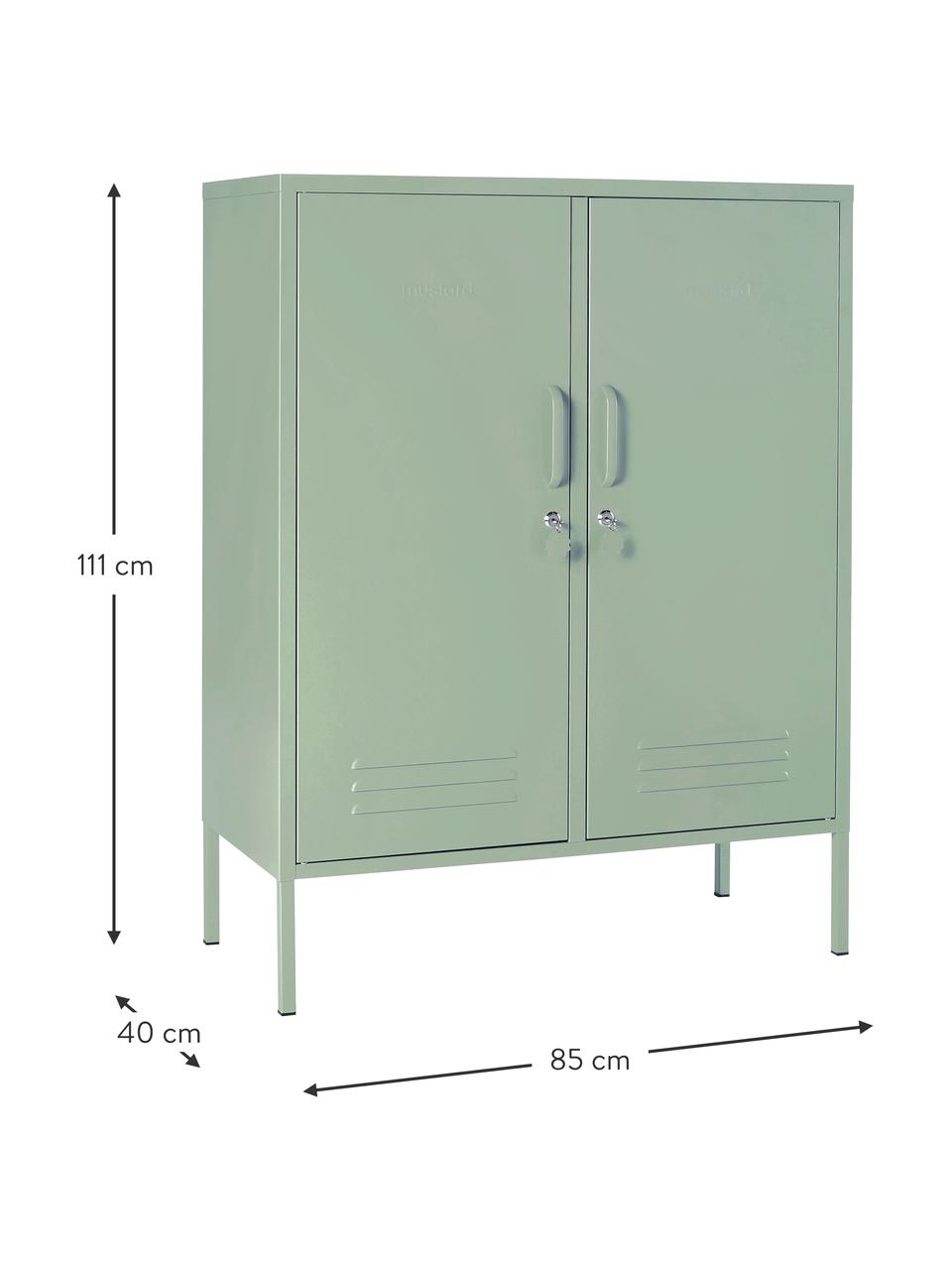 Rangement en métal Midi, Métal, enduit, Vert sauge, larg. 85 x haut. 111 cm