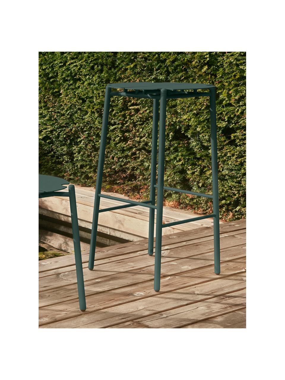 Sgabello da bar da giardino in metallo Novo, Acciaio rivestito, Verde scuro, Ø 38 cm x Alt. 75 cm