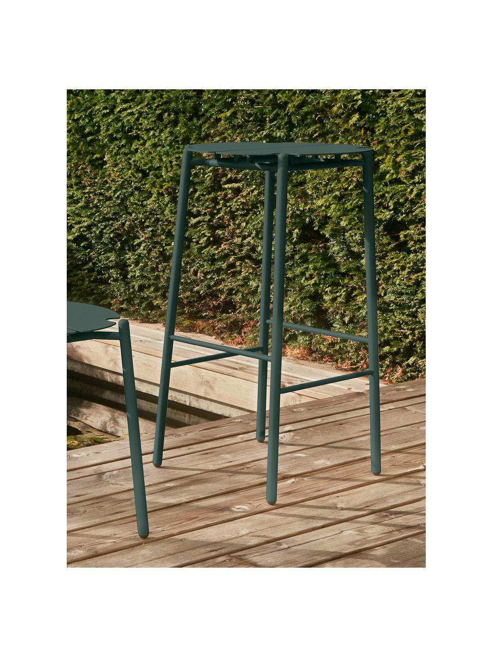 Zahradní barová židle z kovu Novo, Potažená ocel, Tmavě zelená, Ø 38 cm, V 75 cm