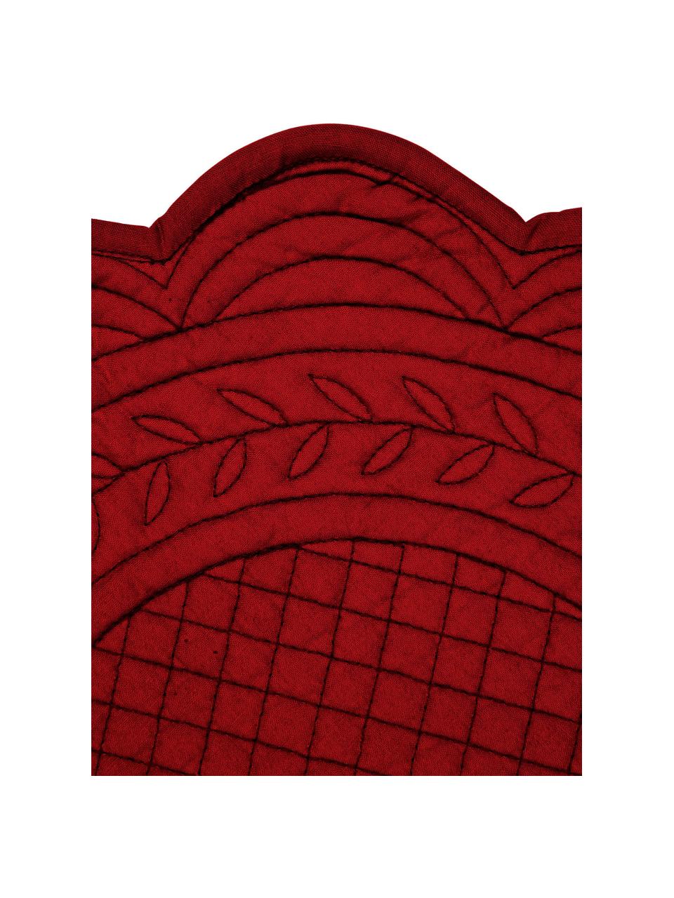Sets de table ronds en coton Boutis, 2 pièces, 100 % coton, Rouge, Ø 43 cm