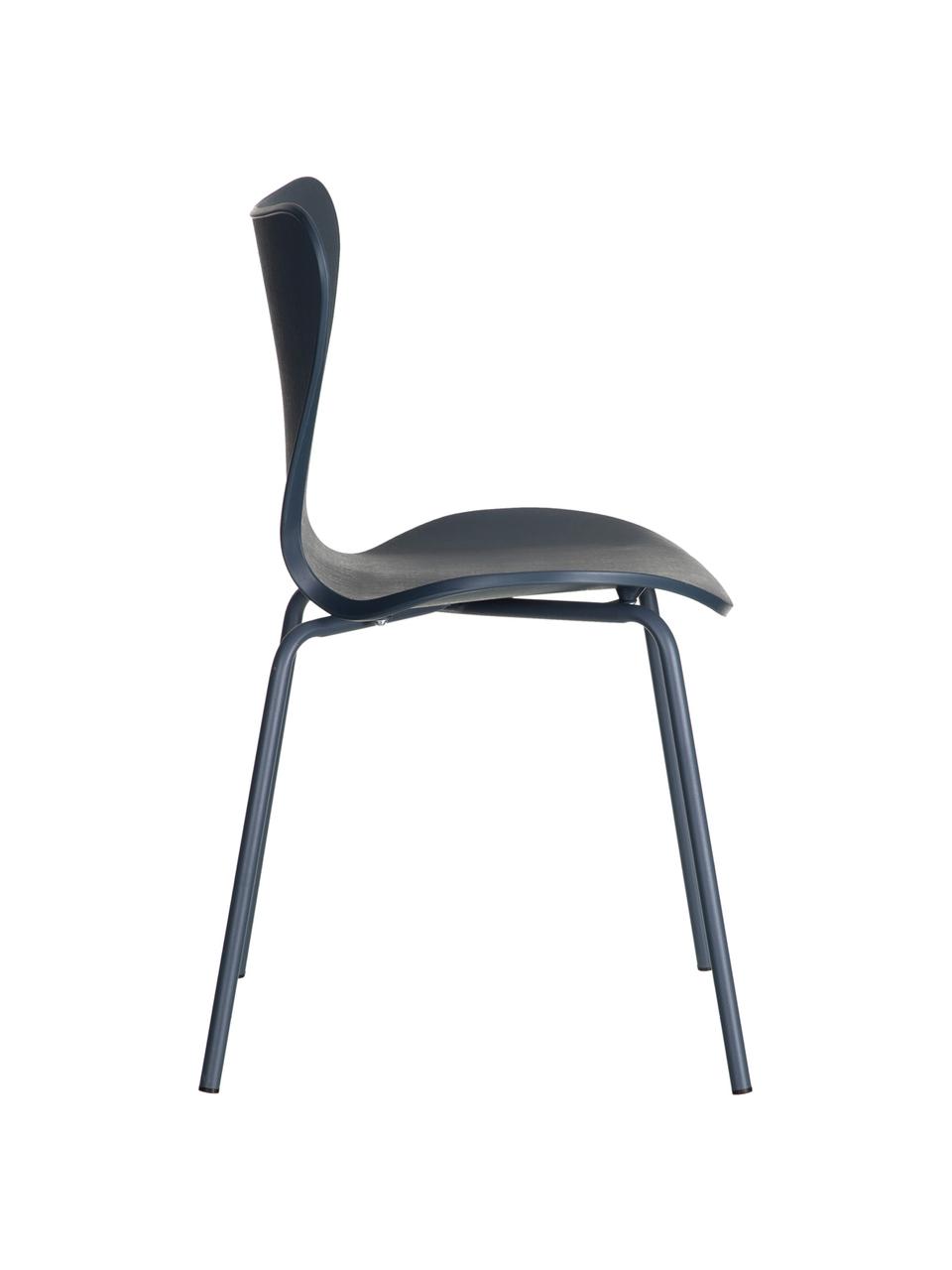 Kunststoffen stoelen Pippi, 2 stuks, Polypropyleen, metaal, Blauw, B 47 x D 50 cm