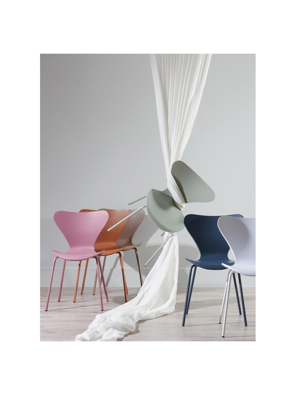 Kunststoffen stoelen Pippi, 2 stuks, Polypropyleen, metaal, Blauw, B 47 x D 50 cm