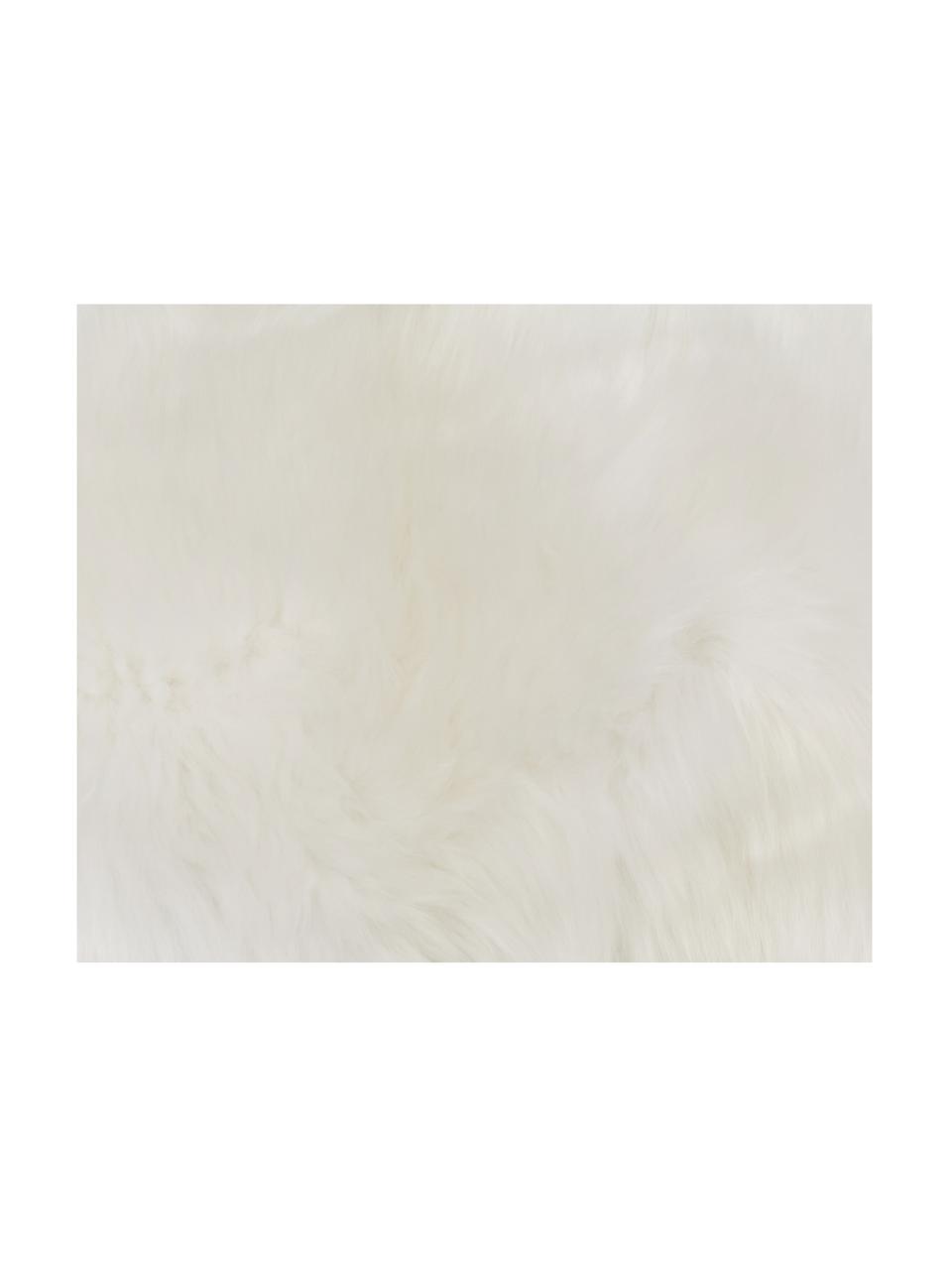 Federa arredo in pelliccia di pecora Oslo, Retro: lino, Fronte: avorio Retro: avorio, Larg. 30 x Lung. 50 cm
