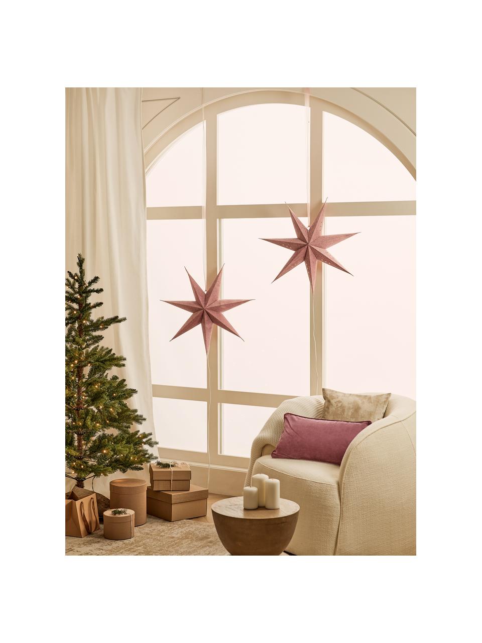 Grote gloeiende sterren Amelia, 2 stuks, Papier, Roze, B 60 cm x H 60 cm