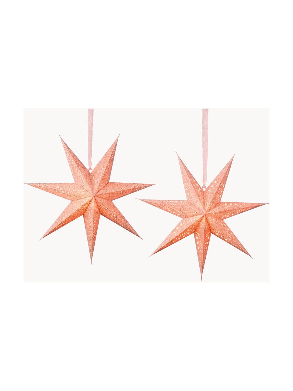 Grote gloeiende sterren Amelia, 2 stuks, Papier, Oudroze, B 60 cm x H 60 cm