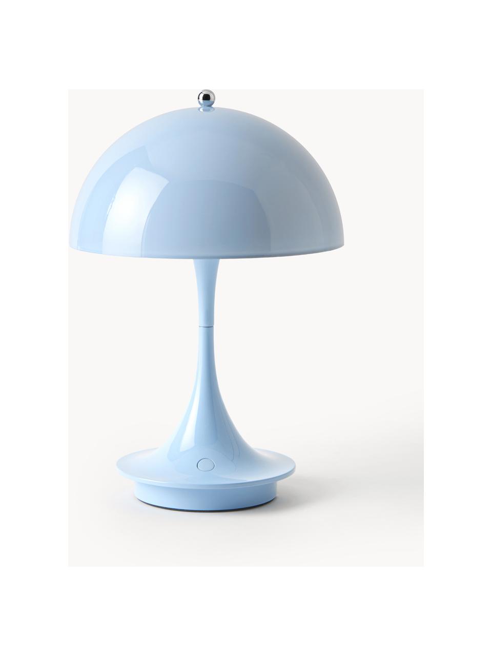 Mobilna lampa stołowa LED z funkcją przyciemniania Panthella, W 24 cm, Stelaż: aluminium powlekane, Jasnoniebieskie szkło akrylowe, Ø 16 x 24 cm