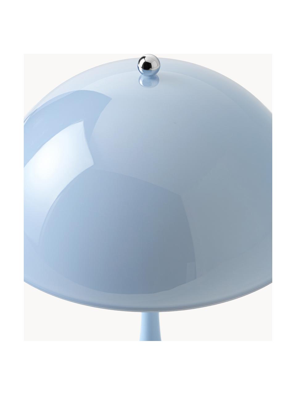 Mobilna lampa stołowa LED z funkcją przyciemniania Panthella, W 24 cm, Stelaż: aluminium powlekane, Jasnoniebieskie szkło akrylowe, Ø 16 x 24 cm