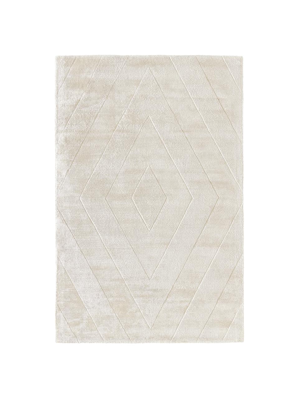 Tapis viscose tissé main Alice, 100 % viscose, Blanc ivoire, larg. 120 x long. 180 cm (taille S)