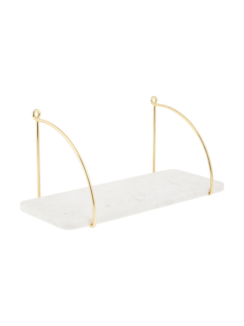Półka ścienna z marmuru Porter, Biały marmur, S 40 x W 18 cm