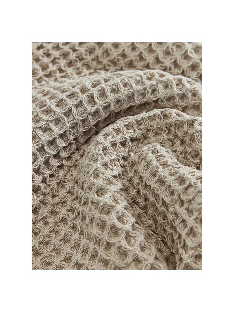 Housse de coussin 50x50 coton gaufré Lois, 100 % coton, Taupe, larg. 50 x long. 50 cm